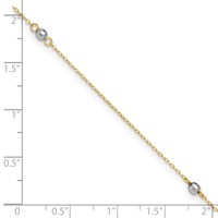 14K Two-tone Mirror Beads 3-Station Plus 1 Inch Extender - Total 10 Inch Anklet, 9" view 5