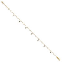 14K Two-Tone Mirror Bead Dangles Plus 1 Inch Extender - Total 10 Inch Anklet, 9" view 2