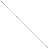 14K White Gold Mirror Beads 3-Station Plus 1 Inch Extender - Total 10 Inch Anklet, 9" view 2
