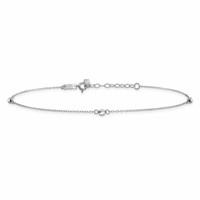 14K White Gold Mirror Beads 3-Station Plus 1 Inch Extender - Total 10 Inch Anklet, 9" view 3