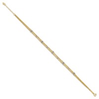 14K Two-tone 3-Strand Chain Anklet with Mirror Beads Plus 1 Inch Extender - Total 10 Inch, 9" view 2