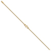 14K Yellow Gold Polished Dolphin and Filigree Bismark Chain Anklet, 9" view 2