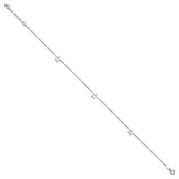 14K White Gold Open Star 3-Station 9 Inch Plus 1 Inch Extender - Total 10 Inch Anklet view 2