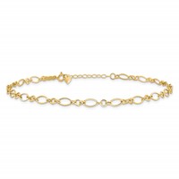 14K Yellow Gold Fancy Figaro Link Plus 1 Inch Extender - Total 10 Inch Anklet, 9" view 3