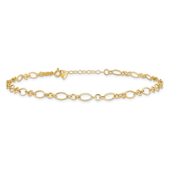 Gold Fancy Link Anklets with 1 inch extensions