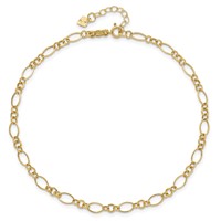 14K Yellow Gold Fancy Figaro Link Plus 1 Inch Extender - Total 10 Inch Anklet, 9" view 5
