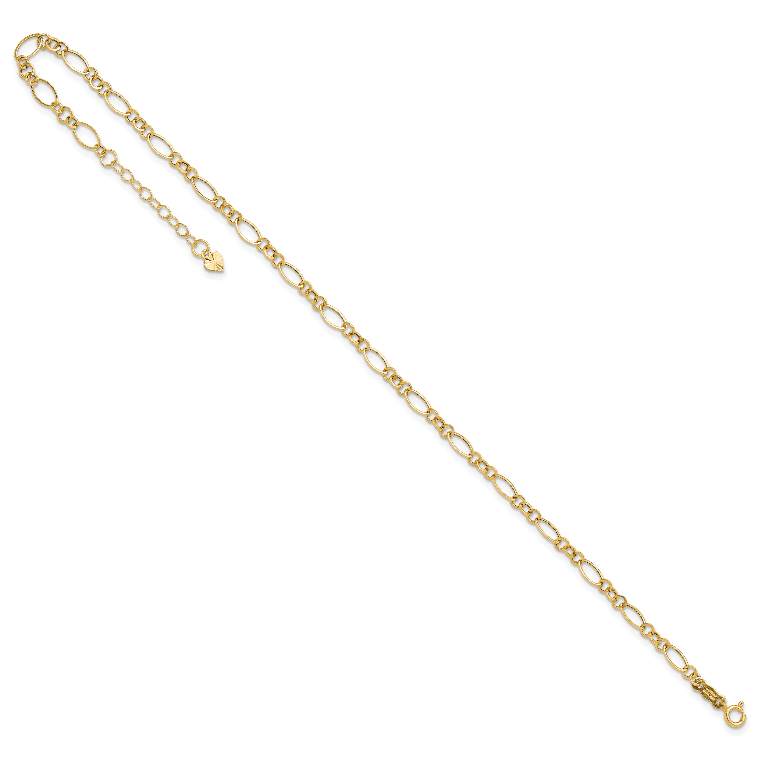 Rallonge 14k Fancy Figaro Link 9 pouces plus 1 pouce - cheville totale 10 pouces ANK221 - Photo 7/7
