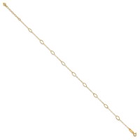 14K Yellow Gold Textured Oval Shapes Plus 1 Inch Extender - Total 10 Inch Anklet, 9" view 2