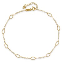 14K Yellow Gold Textured Oval Shapes Plus 1 Inch Extender - Total 10 Inch Anklet, 9" view 4