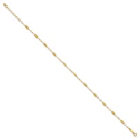 14K Yellow Gold Textured Rice Puff Beads Plus 1 Inch Extender - Total 10 Inch Anklet, 9" view 2