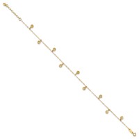 14K Yellow Gold Hollow Dangle Circles Plus 1 Inch Extender - Total 10 Inch Anklet, 9" view 2