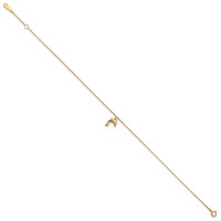 14K Yellow Gold Dolphin Charm Dangle Plus 1 Inch Extender - Total 10 Inch Anklet, 9" view 2