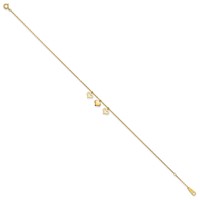 14K Three Heart Dangles 9 Inch Plus 1 Inch Extender - Total 10 Inch Anklet view 2
