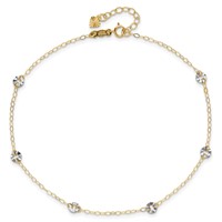 14K Two-tone Chain and Wavy Circles 6-Station Plus 1 Inch Extender - Total 10 Inch Anklet, 9" view 4