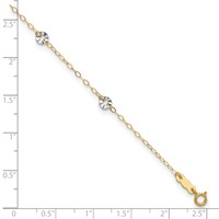 14K Two-tone Chain and Wavy Circles 6-Station Plus 1 Inch Extender - Total 10 Inch Anklet, 9" view 5