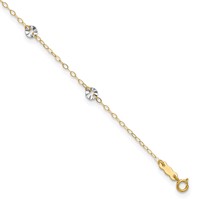 14K Two-tone Chain and Wavy Circles 6-Station Plus 1 Inch Extender - Total 10 Inch Anklet, 9" view 1