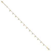 14K Yellow Gold Cable Chain Anklet with Diamond Cut Dots Plus 1 Inch Extender - Total 10 Inch, 9" view 2