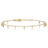 14K Yellow Gold Cable Chain Anklet with Diamond Cut Dots Plus 1 Inch Extender - Total 10 Inch, 9" view 3