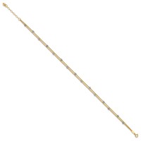 14K Two-tone 2-Strand Chain Anklet with Mirror Beads Plus 1 Inch Extender - Total 10 Inch, 9" view 2