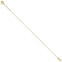 14K Yellow Gold Cable Chain Anklet with Diamond-cut Heart Cage Dangle Plus 1 Inch Extender - Total 10 Inch, 9" view 2