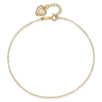 14K Yellow Gold Cable Chain Anklet with Diamond-cut Heart Cage Dangle Plus 1 Inch Extender - Total 10 Inch, 9" view 4