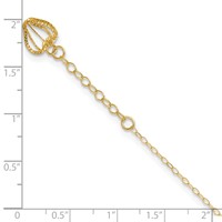 14K Yellow Gold Cable Chain Anklet with Diamond-cut Heart Cage Dangle Plus 1 Inch Extender - Total 10 Inch, 9" view 5
