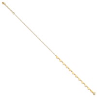 14K Yellow Gold Hearts and Oval Links Plus 1 Inch Extender - Total 10 Inch Anklet, 9" view 2
