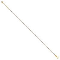 14K Two-tone Chain Anklet with Mirror Beads Plus 1 Inch Extender - Total 10 Inch, 9" view 2