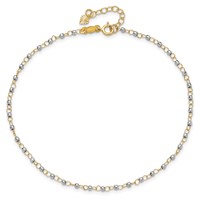 14K Two-tone Chain Anklet with Mirror Beads Plus 1 Inch Extender - Total 10 Inch, 9" view 5