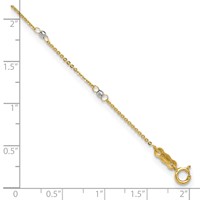 14K Two-tone Cable Chain Mirror Beads 8-Station Plus 1 Inch Extender - Total 10 Inch Anklet, 9" view 5