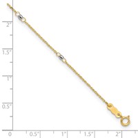 14K Two-tone Ropa Chain Mirror Beads 7-Station Plus 1 Inch Extender - Total 10 Inch Anklet, 9" view 5