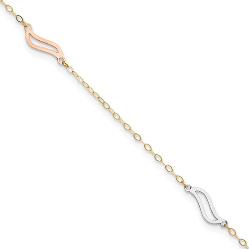 14K Tri-color with Open S Links 9in Plus 1in ext. Anklet