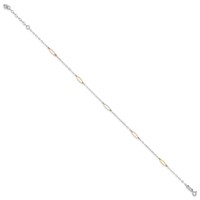 14K Tri-color Oval Link 5-Station Plus 1 Inch Extender - Total 10 Inch Anklet, 9" view 2