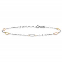 14K Tri-color Oval Link 5-Station Plus 1 Inch Extender - Total 10 Inch Anklet, 9" view 3