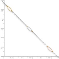 14K Tri-color Oval Link 5-Station Plus 1 Inch Extender - Total 10 Inch Anklet, 9" view 5