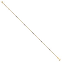 14K Two-tone Fancy Twist 5-Station Plus 1 Inch Extender - Total 10 Inch Anklet, 9" view 2
