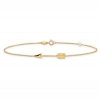 14K Yellow Gold Polished Arrow Plus 1 Inch Extender - Total 10 Inch Anklet, 9" view 3