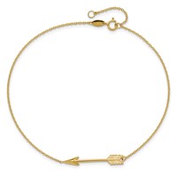 14K Yellow Gold Polished Arrow Plus 1 Inch Extender - Total 10 Inch Anklet, 9" view 5