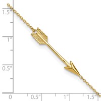 14K Yellow Gold Polished Arrow Plus 1 Inch Extender - Total 10 Inch Anklet, 9" view 4