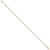 14K Two-Tone Polished Twisted Link Plus 1 Inch Extender - Total 10 Inch Anklet, 9" view 2