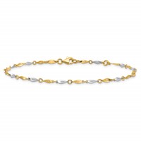 14K Two-Tone Polished Twisted Link Plus 1 Inch Extender - Total 10 Inch Anklet, 9" view 3