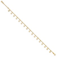 14K Yellow Gold Polished and Textured Dangle Stars Plus 1 Inch Star Dangle Extender - Total 10 Inch Anklet, 9" view 2