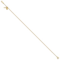 14K Yellow Gold Cable Chain Anklet with Puffed Heart and Key Dangle Plus 1 Inch Extender - Total 10 Inch, 9" view 2