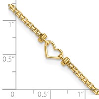 14K Yellow Gold Polished Open Heart and Bismark Chain Anklet - 9in view 4