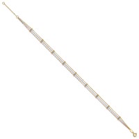 14K Tri-color 3-Strand Diamond-cut Beaded 9-Station Plus 1 Inch Extender - Total 10 Inch Anklet, 9" view 2