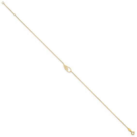 14K Cut-out Wing 10 inch Plus 1 inch Extender - Total 11 inch Anklet