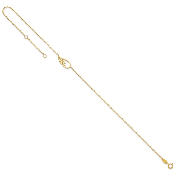 14K Cut-out Wing 10 inch Plus 1 inch Extender - Total 11 inch Anklet