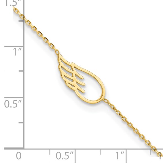 14K Cut-out Wing 10 inch Plus 1 inch Extender - Total 11 inch Anklet