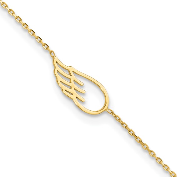 14K Cut-out Wing 10 inch Plus 1 inch Extender - Total 11 inch Anklet