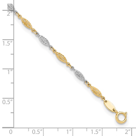 14K Two-tone Diamond-cut Infinity Link 9 inch Plus 1 inch Extender - Total 10 inch Anklet